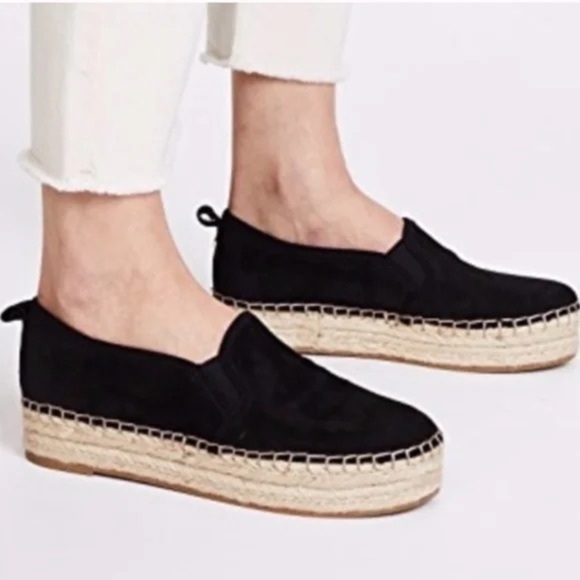 Sam Edelman | Carrin Platform Espadrille Slip on Flats Loafers Suede Black Size8 - Picture 1 of 10
